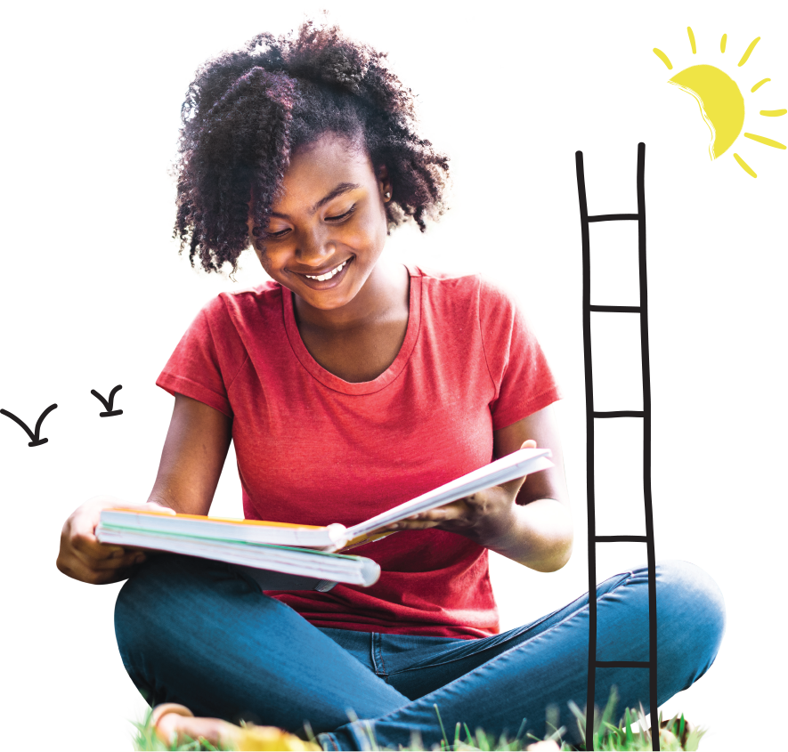 school girl holding the sun